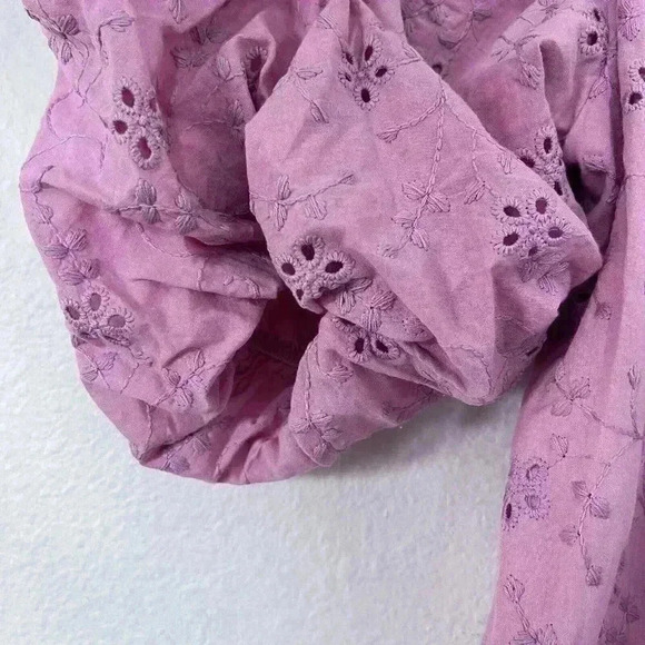 Zara Broderie Anglaise Ruffle Mini Dress Womens M Medium Pink Embroidered - Picture 7 of 8